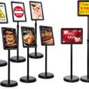 Dyna-Living Sign Stands for Display 8.5 x 11 Inch, 8 Packs Adjustable Sign Holder Stands, Pedestal Sign Holder with Heavy Duty Base for Sign Standing Display, 360 Rotation Floor Standing Sign Holder