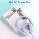 Candy Bila Kids Headphones, Wired Headphones for Kids Over Ear with Microphone, 85/94dB Volume Limiter Headphone for Girls Boys, Foldable Headphone for Learning & Entertainment,Gradient Purple