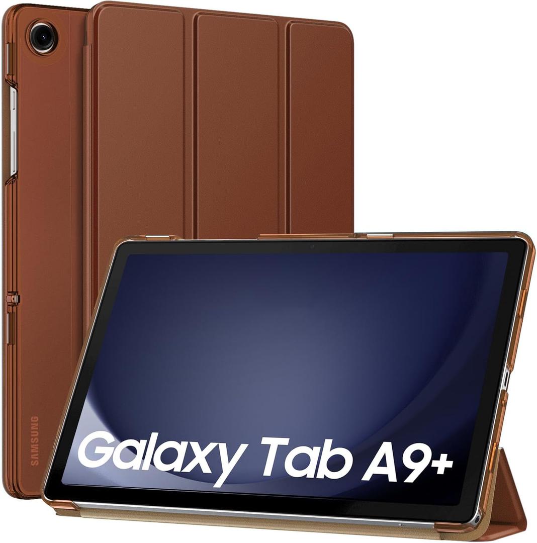 MoKo Case for Galaxy Tab A9+/A9 Plus 11 inch 2023, Slim Stand Protective Smart Cover with Hard PC Translucent Back Shell for Tab A9 Plus Tablet (SM-X210/X216/X218), Auto Wake/Sleep, Brown