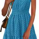 PRETTYGARDEN Women's Summer Dresses 2026 Sleeveless V Neck Eyelet Hollow Out Swing A Line Beach Vacation Sun Dress (Medium)