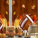 Frienda Autumn Kitchen Curtain Window Valances Set Football Pumpkin Kitchen Fall Curtain Thanksgiving Leaf Tier for Home Room Farmhouse Bedroom, 60 x 36 Valance, 36 x 30 Tier