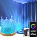 Ocean Wave Projector Light, 16 Colors Gradual Rotating Flame Water Lamp with App & Remote Control for Home Office Bar Restaurant