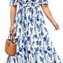 Women Plus Size Summer Dress - Easter Spring Floral Wedding Guest Maxi Long Dress (Black, XXXL)