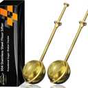 JETKONG Large Flour Sifter, Baking Sifters with 18/8 Stainless Steel Dusting Wand for Sugar, Flour and Spices, Set of 2 (Large, Gold)