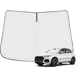 Canvcle Windshield Sun Shade for 2018-2025 2026 Audi Q5 Accessories Thicken 6-Layer Front Window Sunshade Cover Sun Visor Protector Foldable Block UV Rays Keep Vehicle Cool