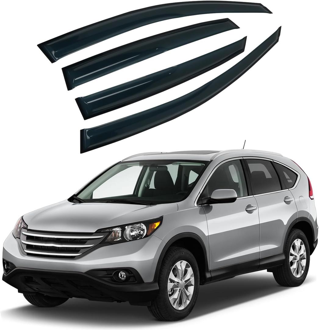 4PCS Rain Guards Window Visors Wind Deflector Fits for 2012-2016 Honda CR-V (CRV) SUV, Front & Rear Vent Visors, Outside Mount Vent Shade Shield 2013 2014 2015 (For 2012-2016 Honda CRV)