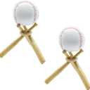 2 Pack Baseball Stand Holders Wooden Bat Display Stand,Centerpieces Case for Balls Baseball Party Birthday Decorations,for Balls Sports Lover Gift