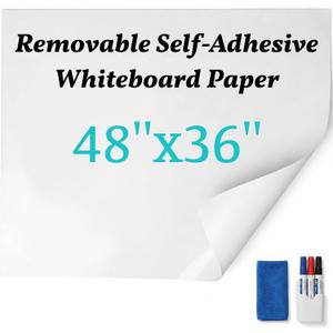 Dry Erase Board Sticker for Wall, 48" x 36"Whiteboard Sticker with Removable Foam Adhesive Backing, Peel and Stick Whiteboard that Repositions Easily & Leaves No Residue