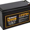 12V 7Ah (7.2Ah) Lithium LiFePO4 Deep Cycle Battery, 2000+ Cycles Lithium Iron Phosphate Rechargeable Battery for Solar Powar, Lighting, Ride on Toys, Fish Finder and More, Built-in 8A BMS
