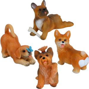 Mood Lab Fairy Garden Dog Figurines - Realistic Puppy Set (4 pcs) - Miniature Decorative Statues - Outdoor & Indoor Garden Decor