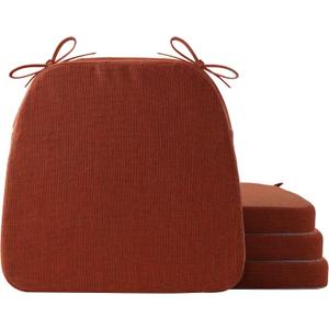 Battilo Chair Cushions for Dining Chairs with Ties, Outdoor Waterproof Kitchen Chair Pad with Non-Slip Backing, Seat Cushions with Machine Washable Removable Cover, 16"x16"x2", Set of 4, Caramel