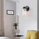 1-Light Bathroom Black Vanity Light Matte Black Wall Sconce Vintage with Clear Glass Shade, Hallway Light Fixture Sconces Wall Lighting