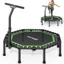 BCAN BT3 51" Octagonal Rebounder Trampoline for Adults, 450LBS Max Load Fitness Trampoline with Large Jumping Area, Silent Bungee Mini Trampoline with T-Adjustable Handle for Home Gym