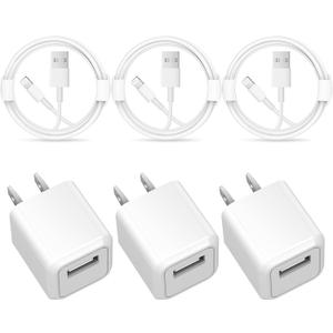 iPhone Charger - 3 Pack USB Wall Charger Cube Block Adapter with 6Ft USB Fast Charging Cable Compatible with iPhone 14 13 12 11 Pro Max XR XS X 8 7 6 Plus, iPad