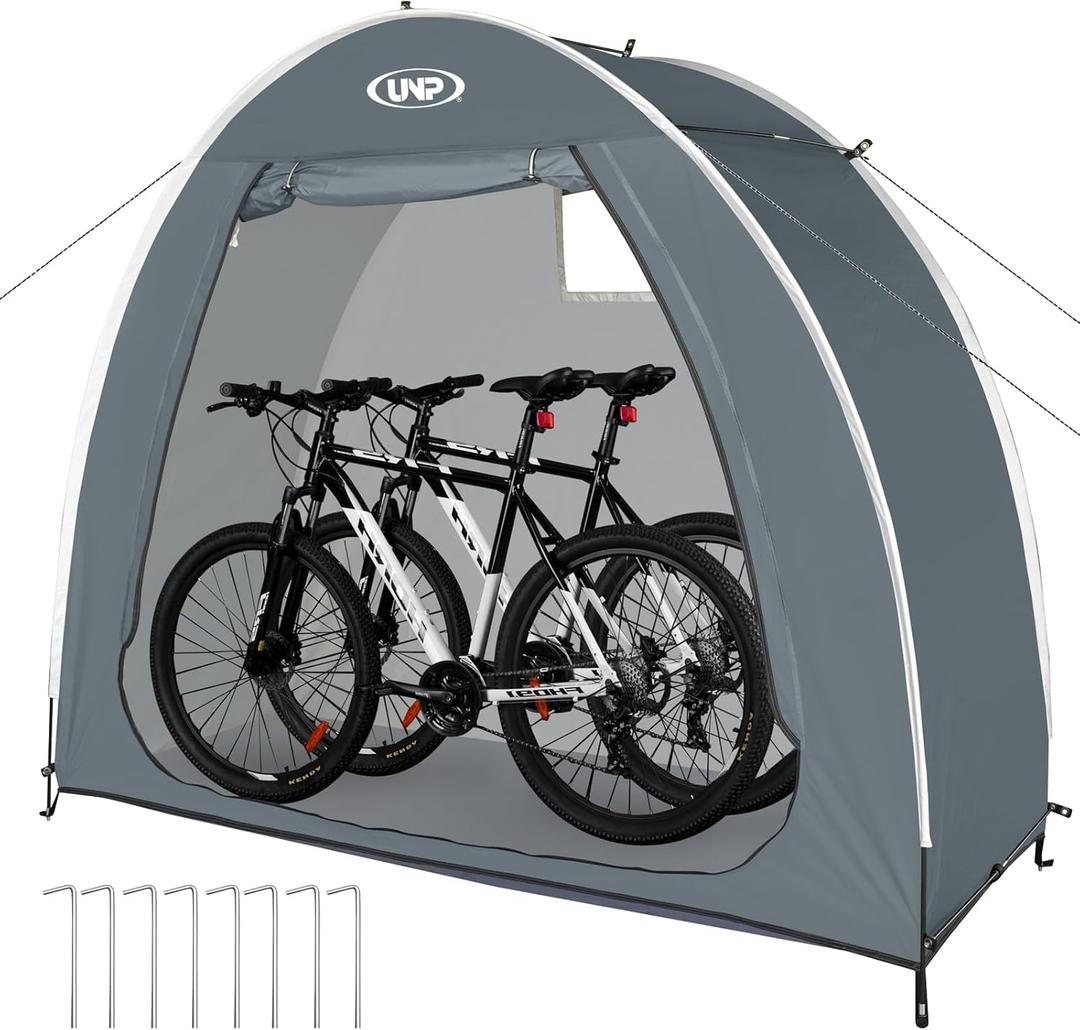 UNP Bike Storage Shed Tent, Portable Outdoor Bike Storage Tent with 210D Oxford Thick PU4000 Waterproof for 2-3 Bikes, Bike Covers Storage Shed Tent for Bicycles, Lawn Mower, Garden Tools
