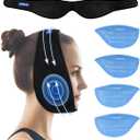 Wisdom Teeth Ice Pack Head Wrap After Surgery, 4 Reusable Hot & Cold Therapy Gel Ice Packs for Face Swelling, TMJ, Chin, Oral Pain, Facial Surgery, Jaw Pain, Black