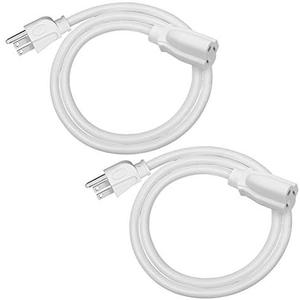 DEWENWILS 3 Foot Extension Cord, 16 AWG SJTW Weatherproof Power Cable for Indoor Outdoor Use, 3 Prong Grounded Outlets Plugs, ETL Listed, White, 2 Pack