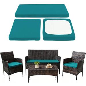 Waterproof 3-Piece Patio Sofa Cushion Cover Set - Replacement Covers for Outdoor Wicker Furniture, Bench & Seat Cushions