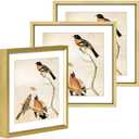 BKABOT 6x6 Picture Frame, Brass Metal Photo Frames with HD Glass, Fits 5x5 with Mat or 6 x 6 without Mat, Display for Wall and Table