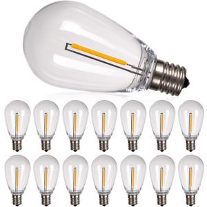 addlon LED Replacement Bulbs 1W S14,15 Pack Waterproof E17 Screw Base for Outdoor LED String Lights Shatterproof
