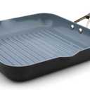 GreenPan Paris Pro Hard Anodized Healthy Ceramic Nonstick, 11" Square Grill Pan, PFAS-Free, Dishwasher Safe, Grey