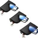 Viseng anti-blue light folding reading glasses for men and women with telescopic rod portable fashion ultra-light leather case +1.0 (3 Pairs: Black & Black & Black)