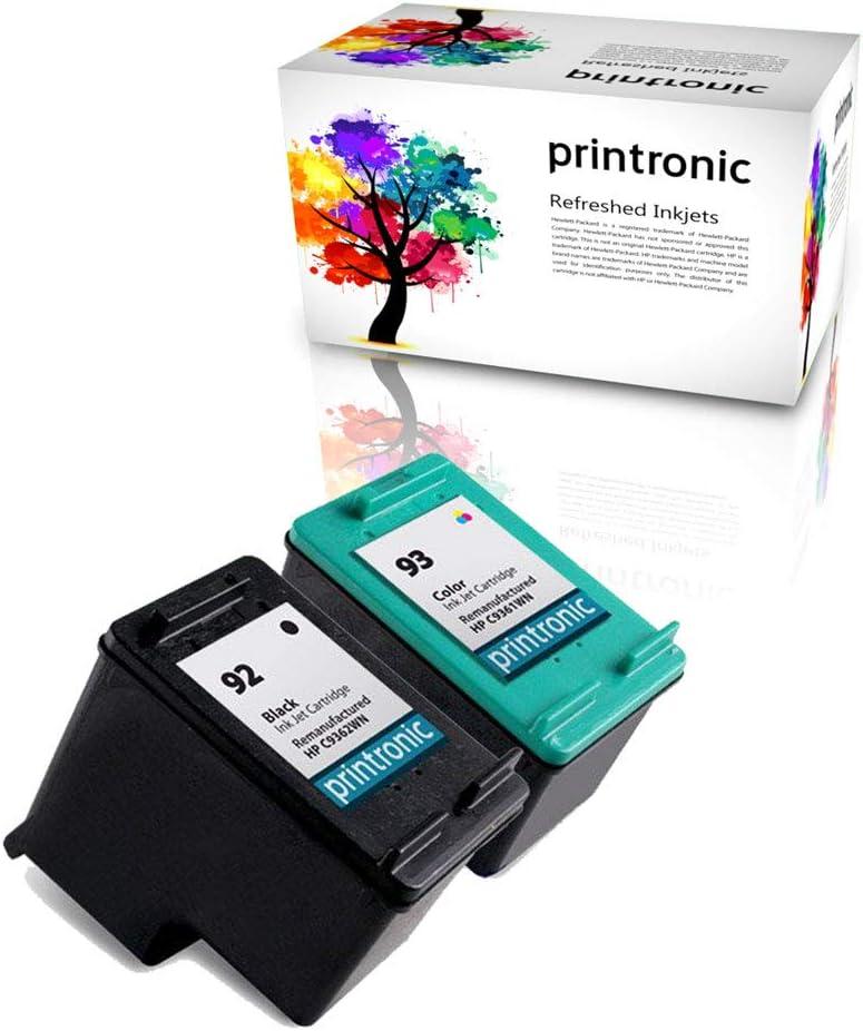 Remanufactured Ink Cartridge Replacement for HP 92 HP 93 for PhotoSmart C3135 C3140 C3150 C3180 7850 Officejet 6310 PSC 1507 1510 Deskjet 5420 5440 5443 (1 Black, 1 Color)