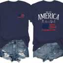 Women's 4th of July Outfits USA Shirt Memorial Day Red White and Blue Patriotic Shirts American Flag Graphic Tops (Large, Tee-blue-2)