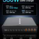 12 Ports Aluminum Alloy 380W Charging Station Fast USB C Charger Block 65W Laptop GaN Charger for MacBook Pro/Air/iPad Pro/iPhone (Gray)