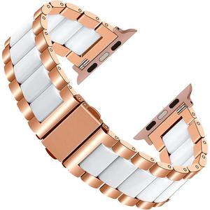 YISIWERA Compatible with Apple Watch Band Women Men 49mm 45mm 44mm 42mm 41mm 40mm 38mm White Ceramic Watch Bands Strap with Stainless Steel for Apple Watch Ultra2 Ultra Series 9 8 7 6 5 4 3 2 1 SE SE2