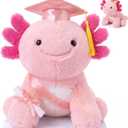 HyDren 2026 Graduation Gifts Plush Axolotl 10 Inch Stuffed Animal Signature for Class of 2026 Graduation Congratulations with Cap Plushies Certificate Axolotl Bear for Students Gifts(Pink)