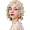 Blonde 1920s Wig for Women Long Finger Wave Party Hair Synthetic Full Vintage Blonde Wigs for Womens Lady Cosplay Costume Fancy Dress Flapper Wig