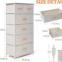 Fabric Dresser for Bedroom, Tall Skinny Dresser with 6 Drawers, Storage Organizer Tower, Steel Frame Wooden Top for Closet, Living Room, Hallway(Beige)