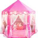 Princess Tent for Girls Fairy Castle Play Tents for Kids Toddler, Hexagon Kids Playhouse with Gift Box, Princess Toys & Gift for Girls for Indoor(Pink Tent with Mat)