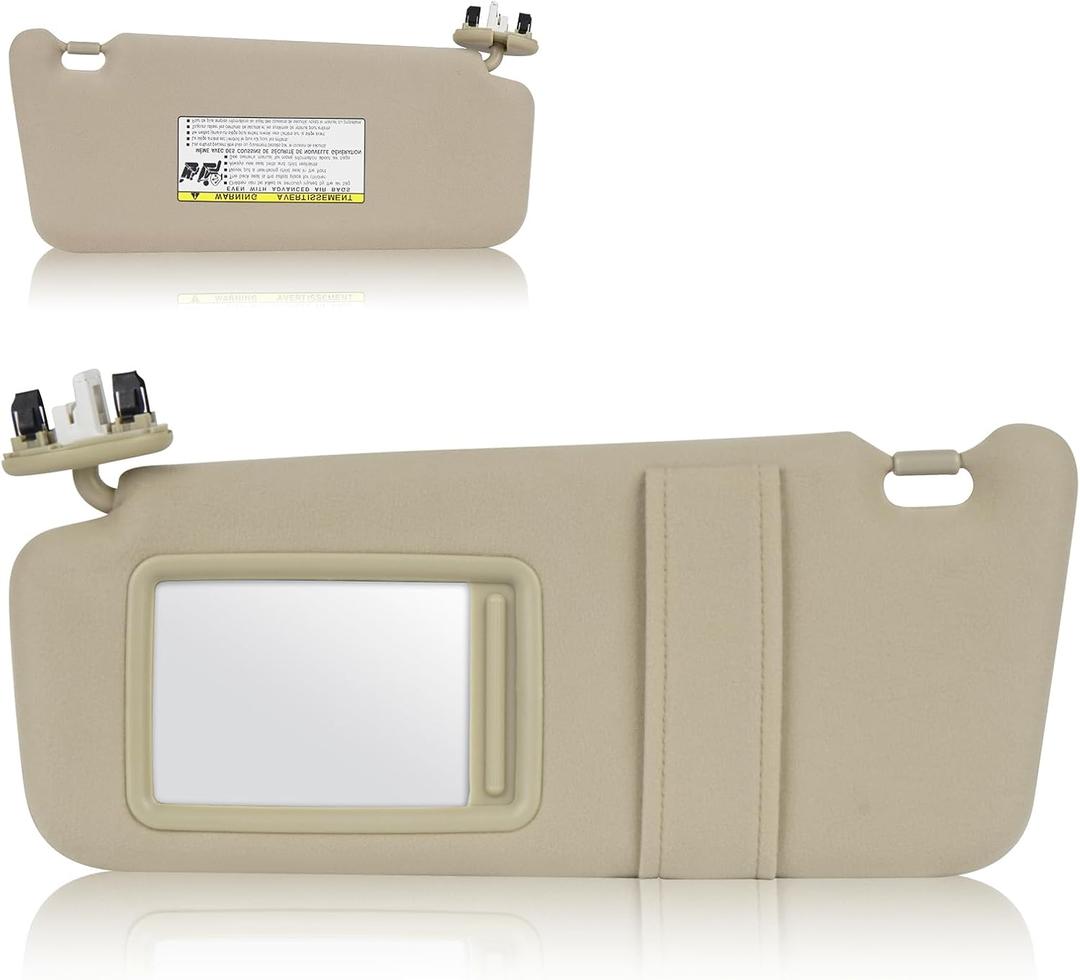 Sun Visor with Light for Toyota Camry 2007-2011 with Sunroof, Left Driver Side Beige Sunvisor Replace 74320-06800-B0