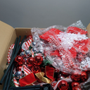 Uspring 6 FT Pop Up Christmas Tree with Lights, Artificial Collapsible Red Christmas Trees with Remote Control & Colorful LED Light, Pre Decorated Surround Ribbon, Ball Ornaments, Holiday Party Decor