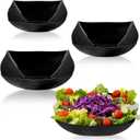PLASTICPRO Disposable Square Serving Bowls, Party Snack or Salad Bowl, Plastic Black Pack of 4, 32 OUNCE, Black