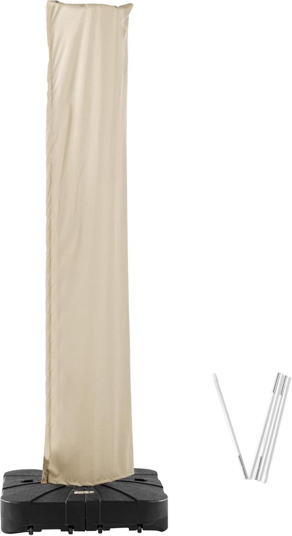 Patio Umbrella Cover Waterproof UV Resistant Outdoor Cantilever Umbrella Covers with Zipper and Rod, Beige