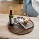 Hanobe Large Ottoman Serving Tray: Round Wooden Trays 18" Contemporary Decorative Coffee Table Tray Circle Big Platter Modern Home Decor for Living Room