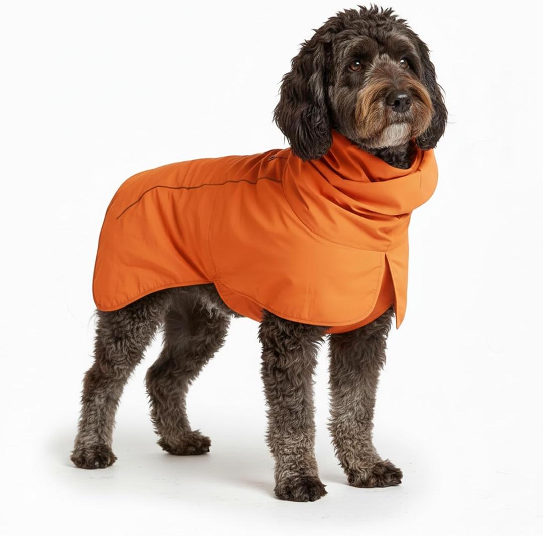 Spark Paws Dog Raincoat, Waterproof Windproof Rain Jacket, for Small Medium Large Extra Large Dogs, Reflective Breathable Full-Body Coverage Dry Suit - Orange - 2XL (2XL: 40-60lbs)