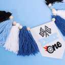 Fast One 1st Birthday High Chair Banner - Race Car Blue Tassel Highchair Decor for Boys, My First Lap Birthday Decor