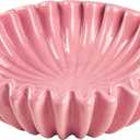 Small Ceramic Bowl Pink Decorative Bowl, Modern Home Decor Centerpiece 6 Inches Key Jewelry Ruffle Fluted Scalloped Bowl