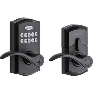 Kwikset SmartCode 955 Pembroke Light Commercial 10-Button Keypad Electronic Lever, Featuring Convenient Keyless Entry, 3-Year Battery Life and High Traffic Durability Matte Black