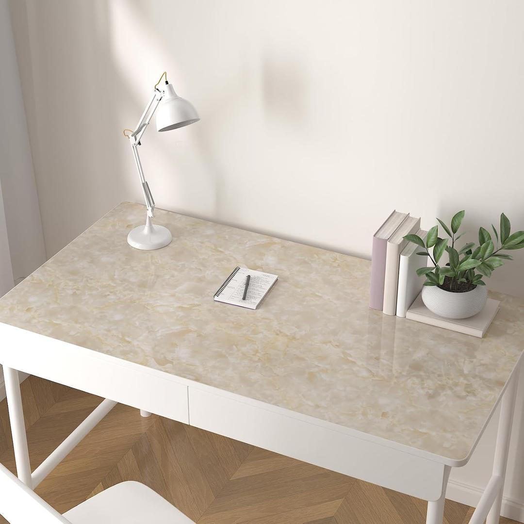 CHIHUT Beige Marble Contact Paper Peel and Stick Countertops 12”x100”