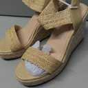 VICKIVICKI Women's Raffia Sandals Wedge Sandals Platform Chunky Espadrilles Wedges Comfortable Elastic sandals Women's Shoes Summer 2025 Sandals Natural Tan Khaki Size 8.5