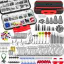 THKFISH 248pcs Fishing Accessories Kit, Double-layer Organized Fishing Tackle Box with Tackle Included Fishing Hooks, Weights Sinkers, Bass Trout Fishing Gear