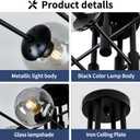 8 Light Sputnik Chandelier with Glass Globe Mid Century Modern Black Ceiling Light Fixture Large Flush Mount Chandelier for Dining Room Bedroom Living Room Kitchen.
