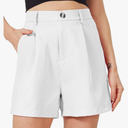 Women's Casual Pleated Dressy Business Work Shorts Elastic High Waisted Wide Leg with Pockets Size -Medium