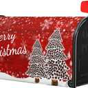 Merry Christmas Tree Winter Snowflake Pine Mailbox Covers Magnetic Standard Size 25.5" X 21",White Snow Red Mailbox Wraps Post Letter Box Cover for Holiday Garden Yard Decor