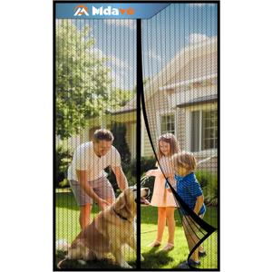 Mesh Screen with Magnetic Closure-Keeps Bugs Out Let Breeze in, Heavy Duty - Pet and Kid Friendly, Works with Front, Sliding Doors (38 x 82 Inch) (Black)